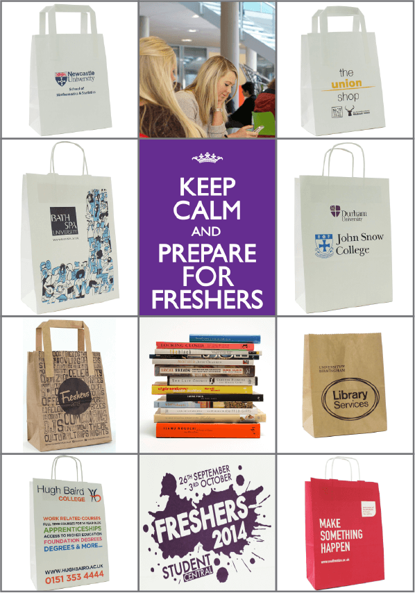 University bags, printed bags for open days, mailing bags for prospectus