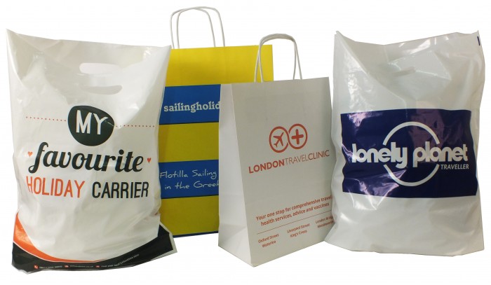 Burgass carrier bags custom printed paper bags and printed polythene bags for travel companies