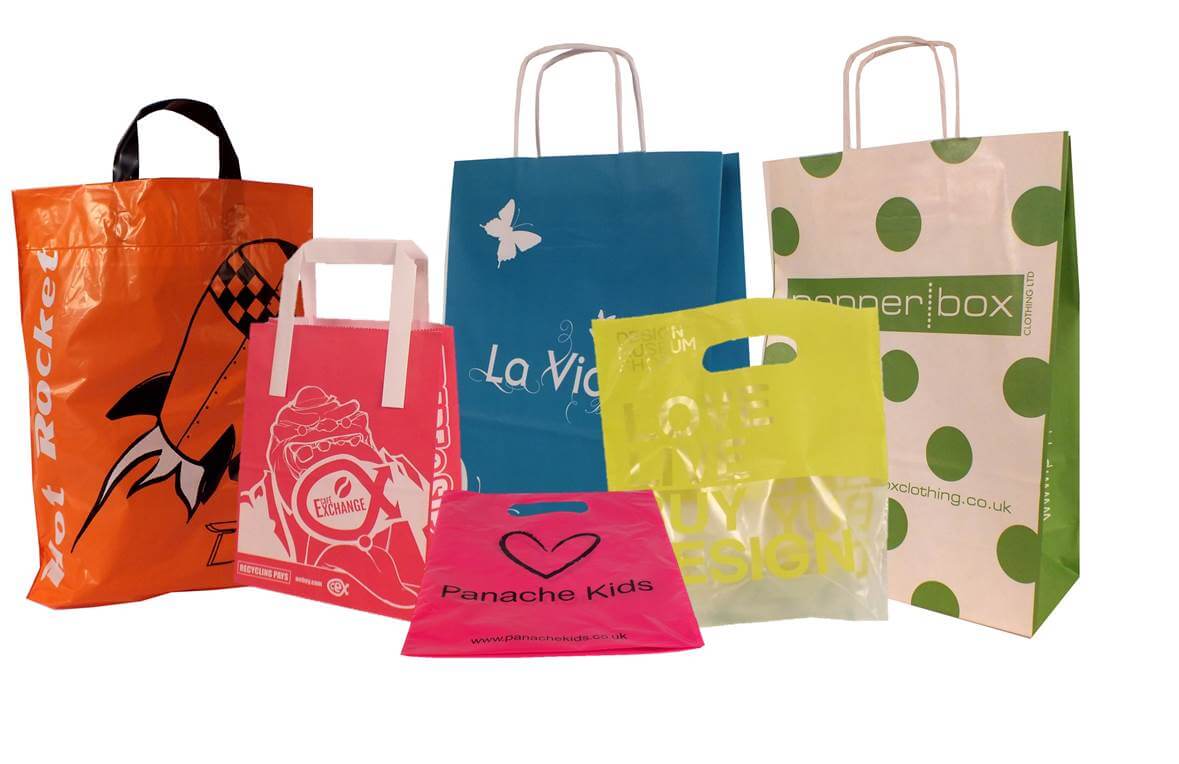 coloured carrier bags